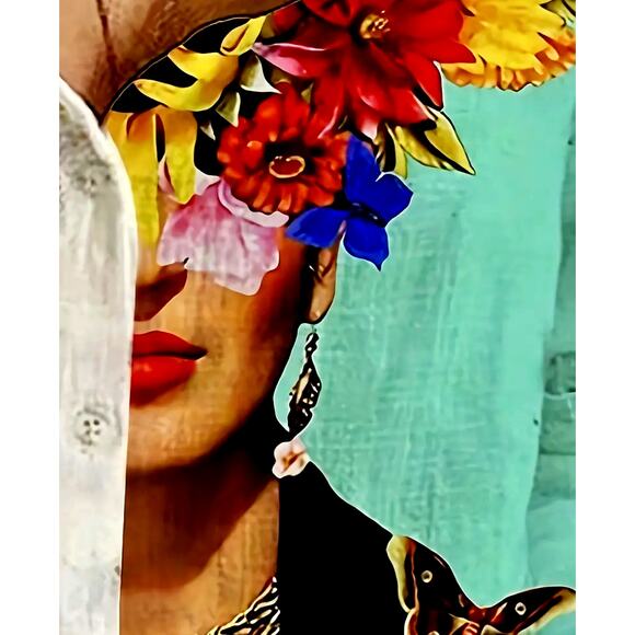 Elegant Half White Figure Print Button Up Collared Shirt Multiple Sizes - Picture 3 of 6